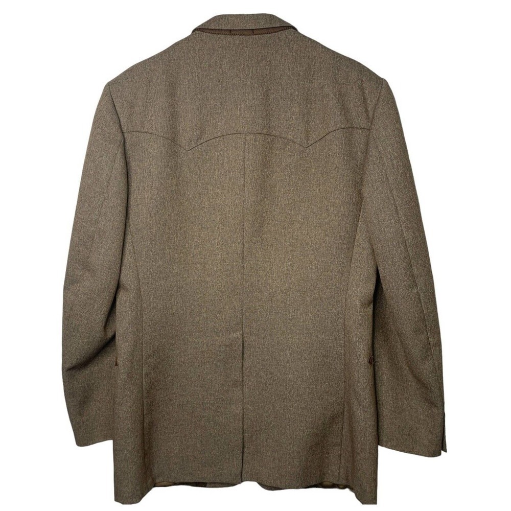 VTG 60s Rittels Western Wear Mens 42L Brown with Leather Trim Sport Coat - Picture 12 of 16